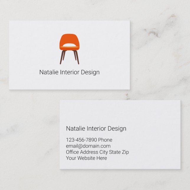 cartes de visite professionnels design d'intérieur (Devant / Derrière)