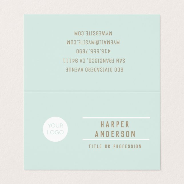 Cartes de visite professionnels Pastel Mint modern (Extérieur déplié)
