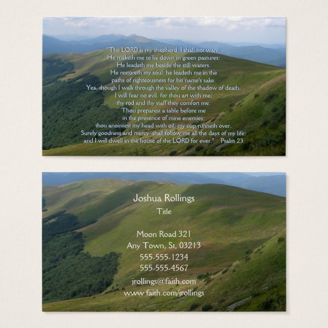 Cartes De Visite Psaume 23 | Inspiration chrétienne (Devant & derrière)
