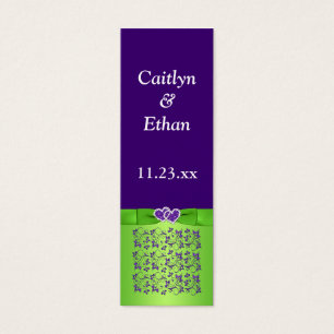 Cartes De Visite Purple, Flore verte et Coeurs joints Favoriser Bal