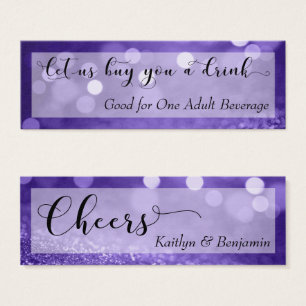Cartes De Visite Purple Parties scintillant Bokeh Script Mini Boiss