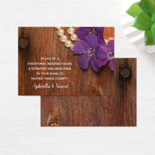Cartes De Visite Purple Periwinkle Grange Wood Mariage Charity Favo