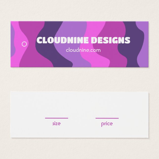Cartes De Visite PurplePink Stripe Clothing Size Price Hangtag Card (Devant & derrière)