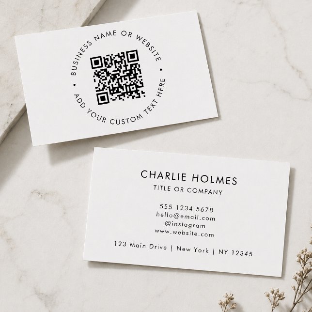 Cartes de visite QR Code | Carte personnalisée bla (Interactive editable QR code business cards to promote your business, products or services.)