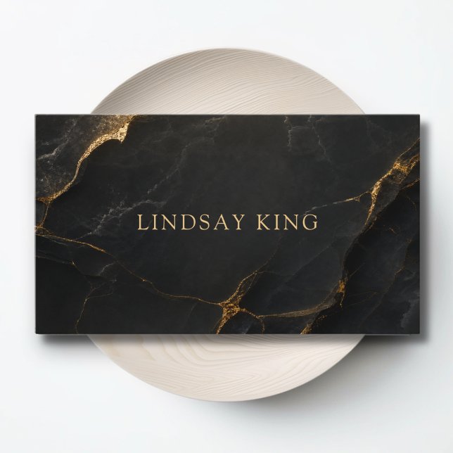 Cartes de visite QR Code en marbre noir pour salon (Elegant Salon Black Marble QR Code Business Cards)