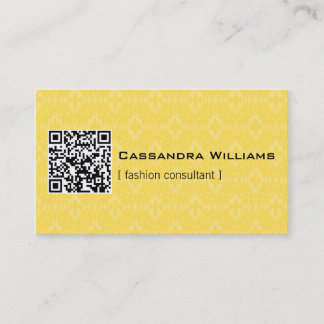 Cartes de visite QR CODE Jaune Damask