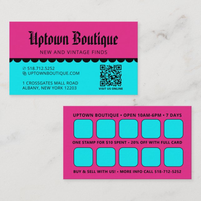 Cartes de visite QR Code pour Récompense de Boutiq (Devant / Derrière)