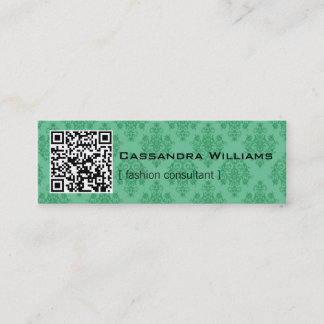 Cartes de visite QR de CODE vert de la damassé