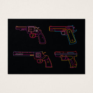 Cartes De Visite Quatre panneaux d'arme à feu Neon