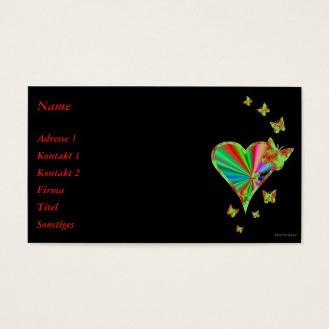 Cartes De Visite Rainbow heart and Butterfly (Devant)