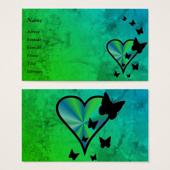 Cartes De Visite Rainbow heart and Butterfly (Devant & derrière)