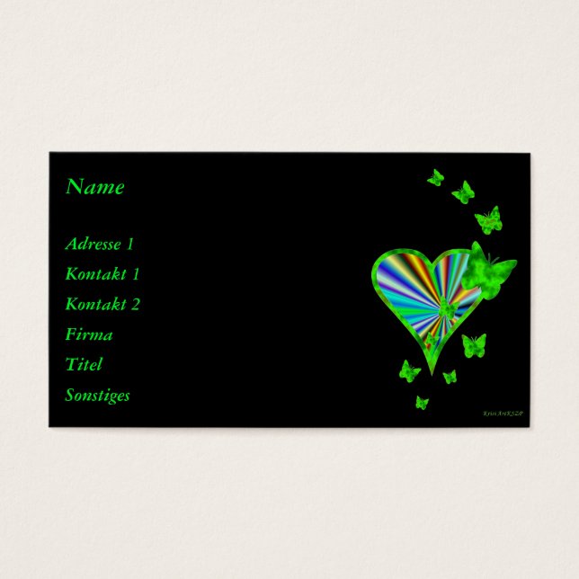 Cartes De Visite Rainbow heart and Butterfly (Devant)