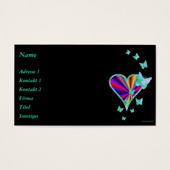 Cartes De Visite Rainbow heart and Butterfly (Devant)