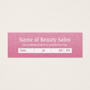 Cartes De Visite Rappel De Rendez-Vous Du Salon Rose Chic Simple