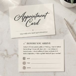 Cartes De Visite Rappel de rendez-vous Taupe Minimaliste Spa Beauti