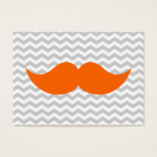Cartes De Visite Rayure grise de Chevron de moustache orange