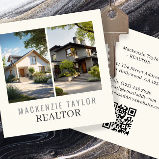 Cartes De Visite Realtor 2 Photo Professional Personalized QR Code