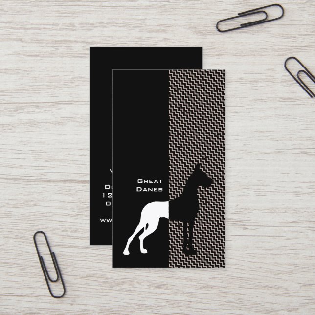 Cartes de visite recadrées de Dogue Allemand (Devant/Arrière en situation)