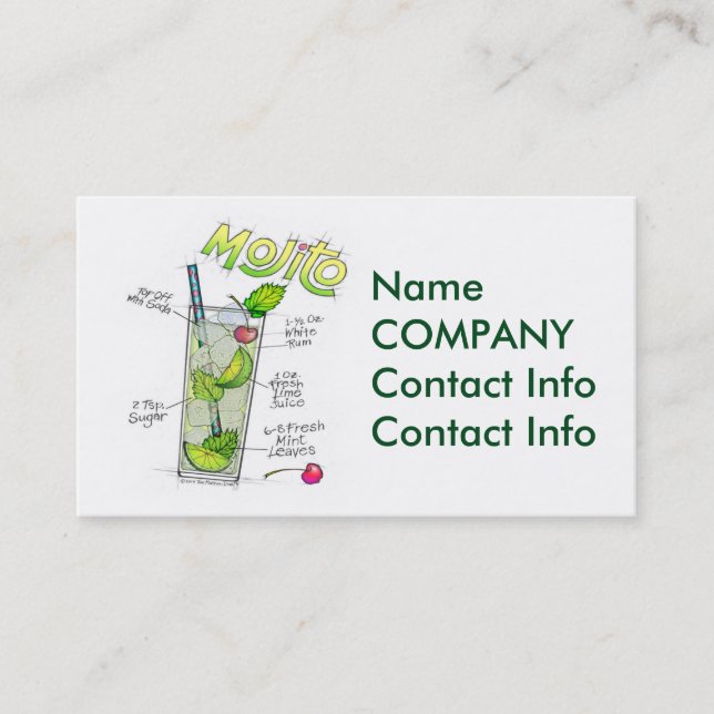 CARTES DE VISITE - RECETTE MOJITO COCKTAIL ART (Devant)
