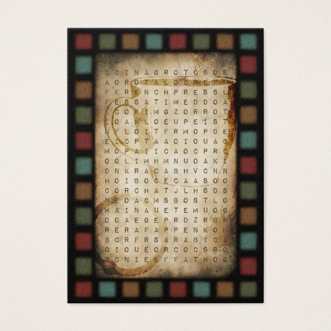Cartes De Visite recherche de mot café (Devant)
