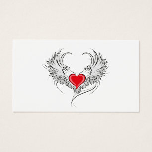 Cartes De Visite Red Angel Coeur avec ailes