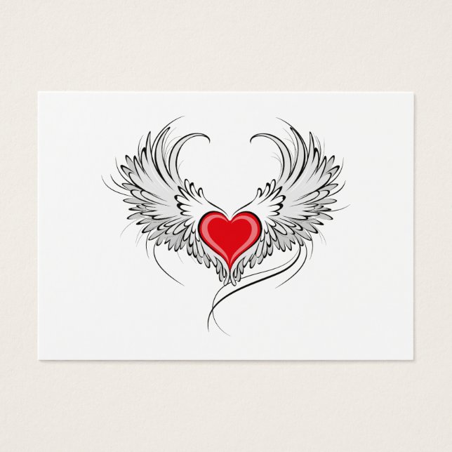 Cartes De Visite Red Angel Coeur avec ailes (Devant)