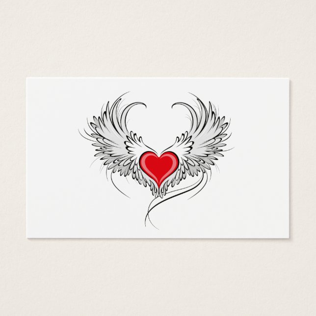 Cartes De Visite Red Angel Coeur avec ailes (Devant)