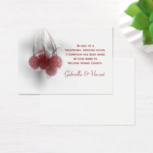 Cartes De Visite Red Berries Mariage d'hiver Charity Favoriser Cart