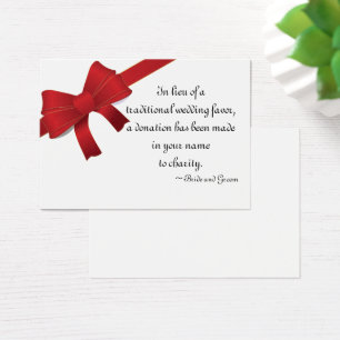 Cartes De Visite Red Bows Winter Wedding Charity Favor Card