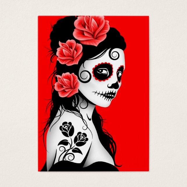 Cartes De Visite Red day of the Dead Sugar Skull (Devant)