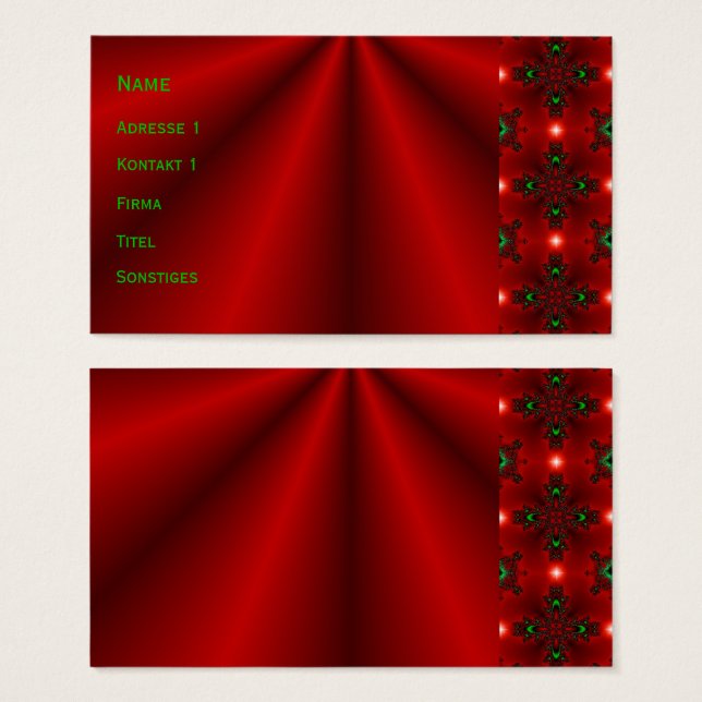 Cartes De Visite Red Dreams (Devant & derrière)