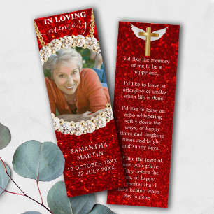 Cartes De Visite Red Elegant Parties scintillant Memorial Poem Sign