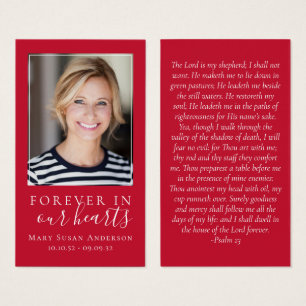 Cartes De Visite Red Forever in Our Hearts Memorial Card
