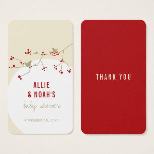 Cartes De Visite Red Nesting Birds Family Baby Shower DIY Gift Tag