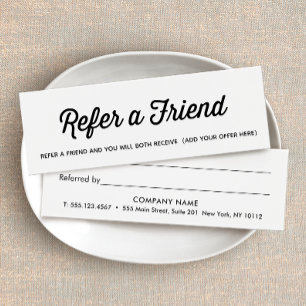 Cartes De Visite Référence client simple en noir et blanc