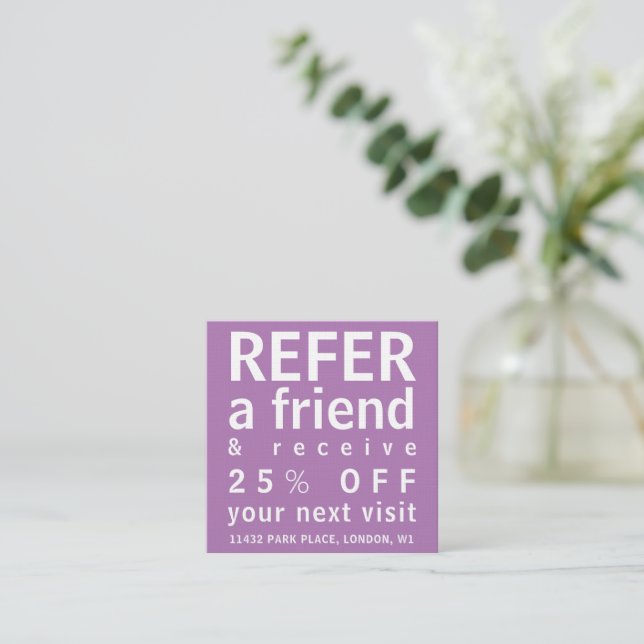 Cartes de visite - Référez un ami pourpre (Debout devant)