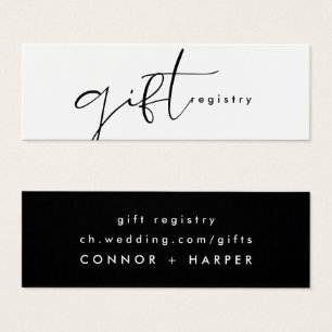 Cartes De Visite Registre cadeau Mariage noir & blanc moderne