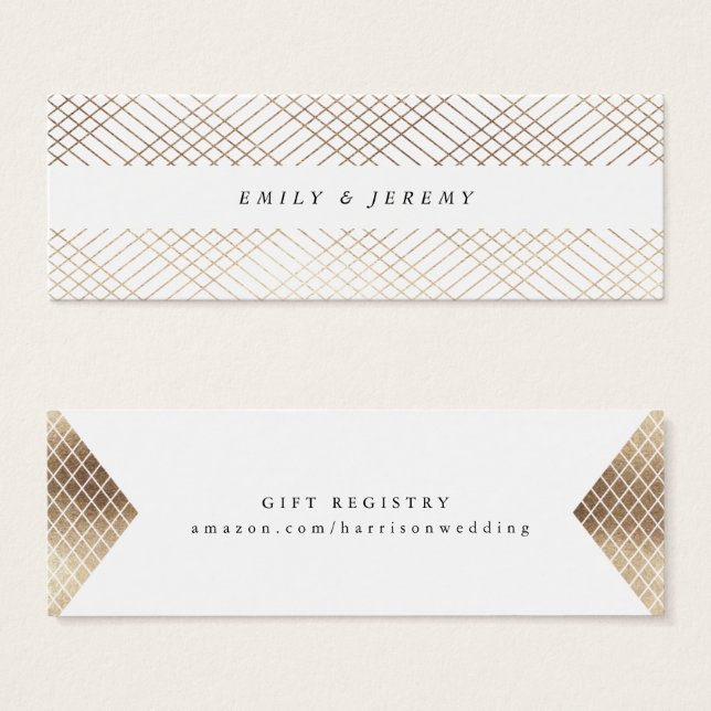 Cartes De Visite Registre de cadeaux Diamond Géométrique White Gold (Devant & derrière)