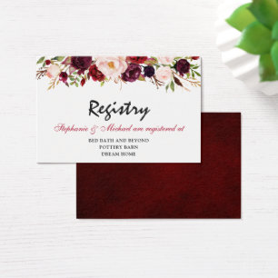 Cartes De Visite Registre des Mariages Floral Russe de la Marine Ro