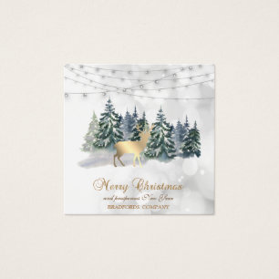 Cartes De Visite Reindeer, Forêt, Éclairage à cordes Bokeh