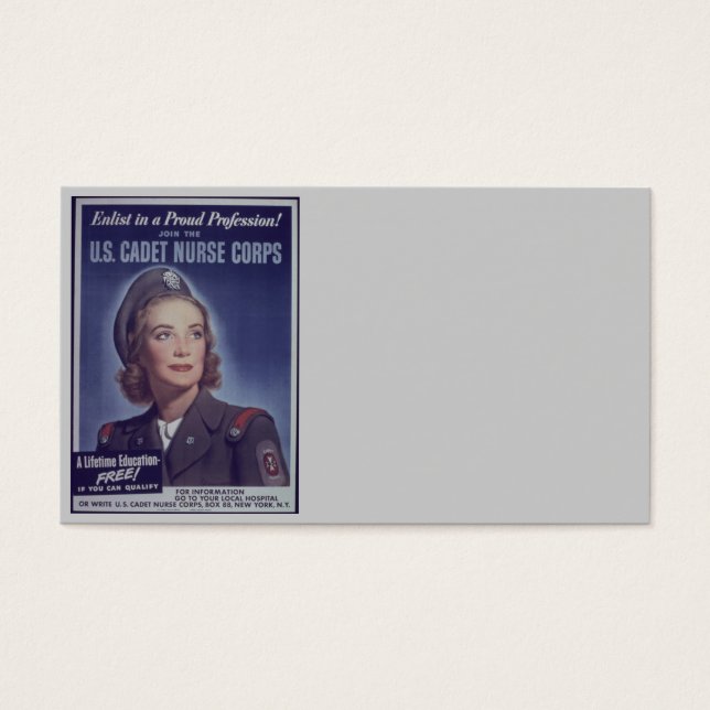 Cartes De Visite Rejoignez les cadets des infirmières (Devant)