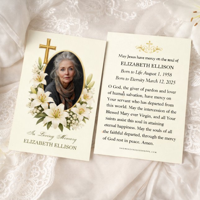 Cartes De Visite Religious Funeral Memorial Photo Prayer  (Créateur téléchargé)