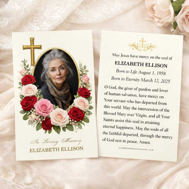Cartes De Visite Religious Funeral Memorial Photo Prayer  (Créateur téléchargé)