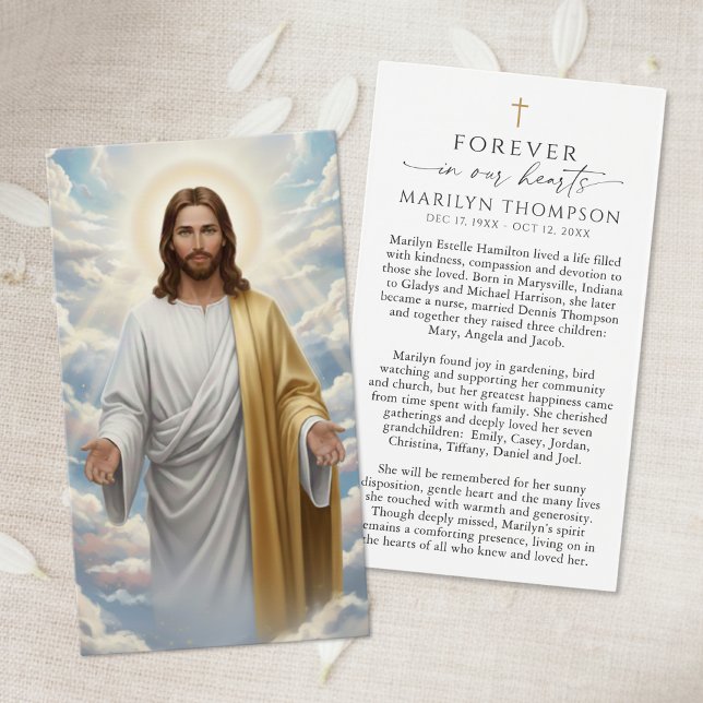 Cartes De Visite Religious Jesus Remembrance Funeral Prayer Card (Créateur téléchargé)