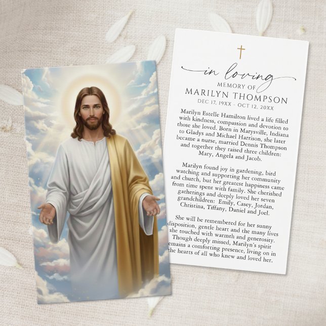 Cartes De Visite Religious Jesus Remembrance Sympathy Prayer Card (Créateur téléchargé)