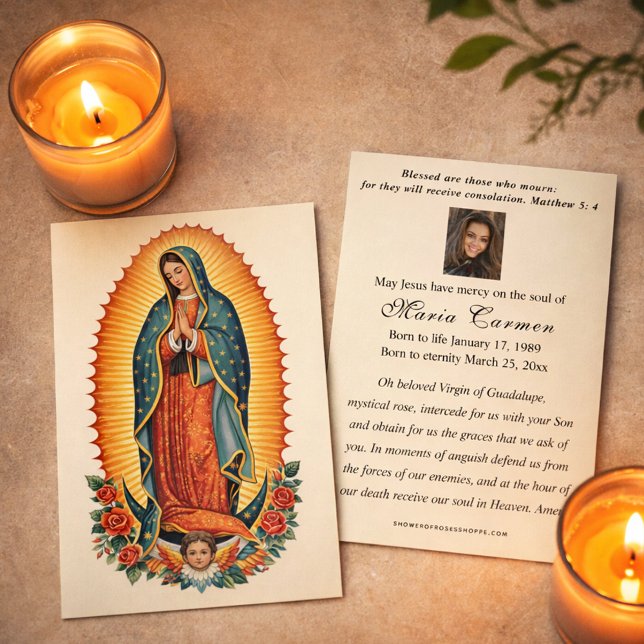 Cartes De Visite Religious Virgin Mary Guadalupe Catholic Funeral (Créateur téléchargé)