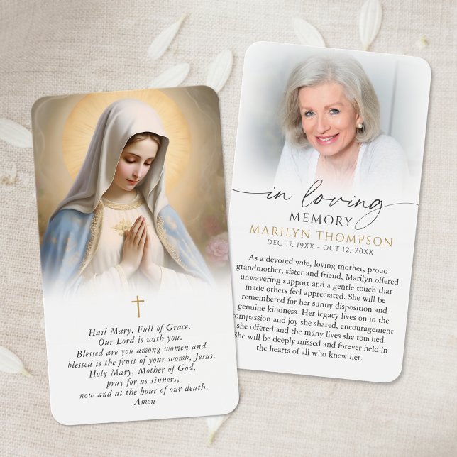 Cartes De Visite Religious Virgin Mary In Memory Cross Prayer Card (Créateur téléchargé)