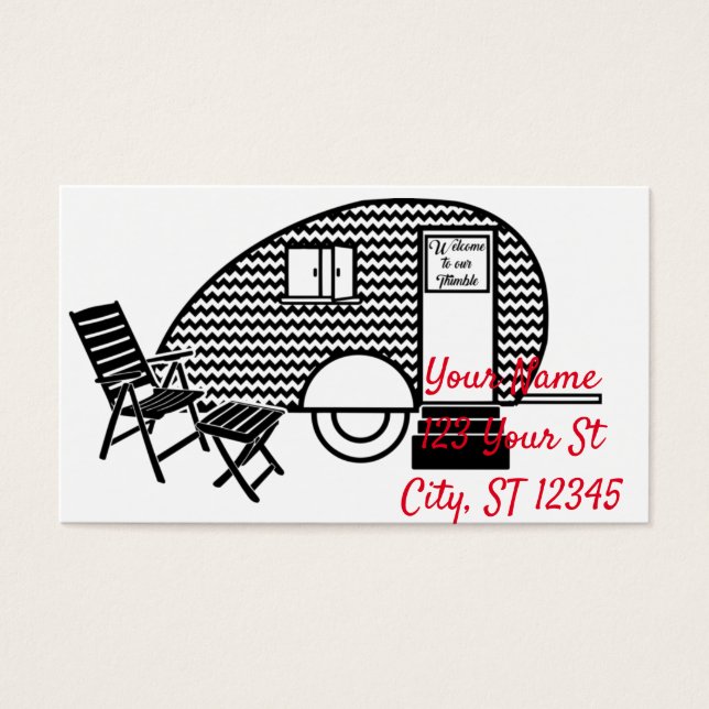 Cartes De Visite Remorque classique de voyage minuscule Caravan Thu (Devant)