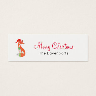 Cartes De Visite Renard orange en chapeau rouge Noël Joyeux Noël