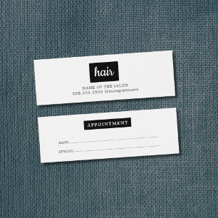 Cartes De Visite Rendez-vous minimal élégant noir blanc cheveux